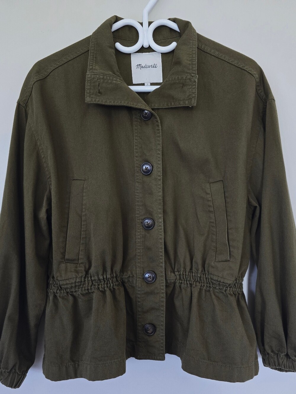 Madewell Olive Green Drawstring-Waist Classy Vintage Look Jacket. Women's Small.